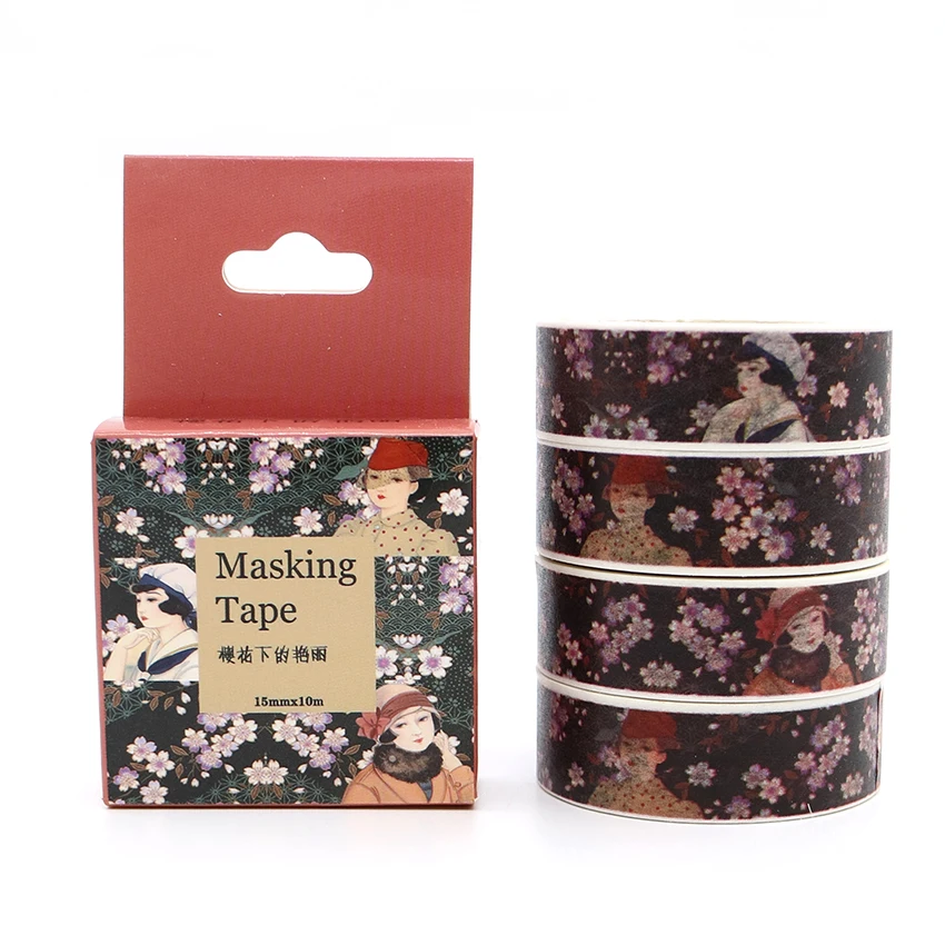 

Box Package Beautiful Girl And Sakura Washi Tape Masking Tape Decorative Scrapbooking Adhesive DIY Sticker Label Tape 10m*15mm