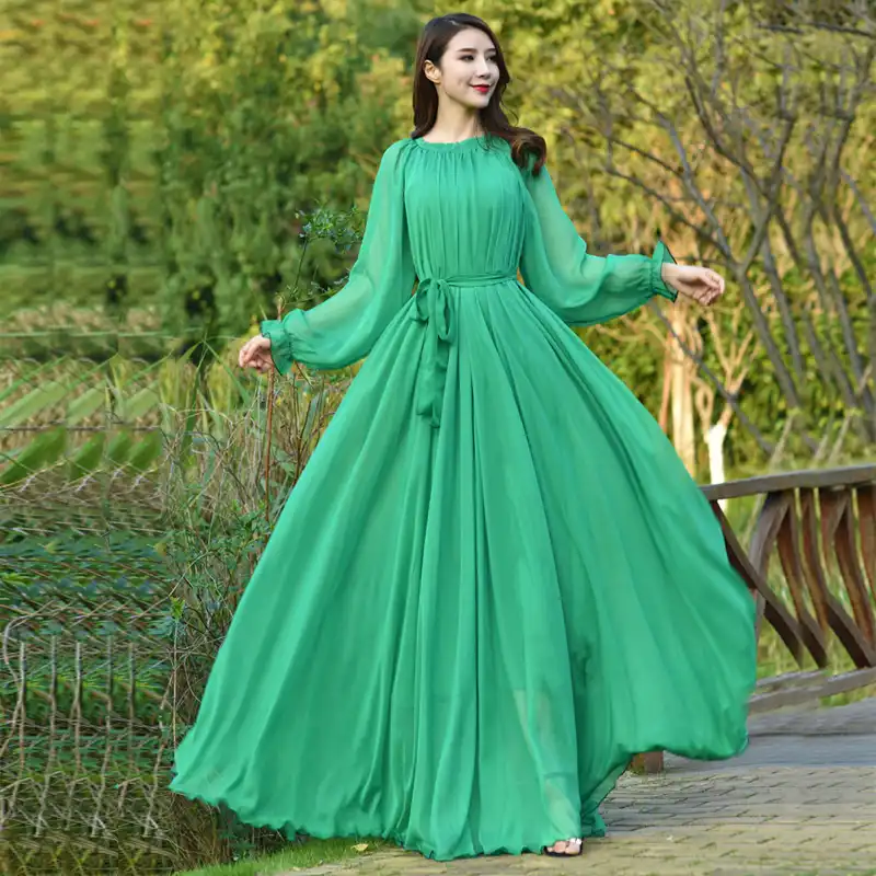 green flowy maxi dress