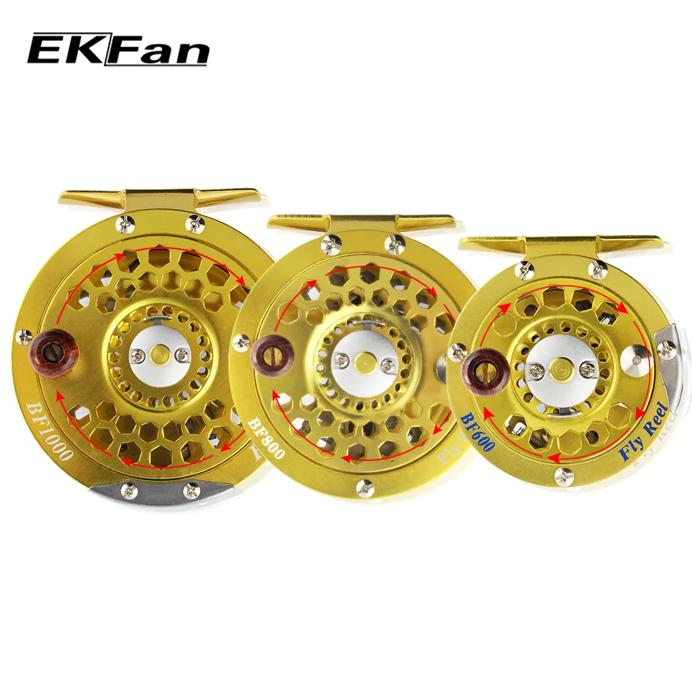 

New Design EKFan 3/4 5/6 7/8 WT Fly Fishing Reel CNC Machine Aluminum Fly Fishing Reel Ultralight Gold Color Fishing Reel