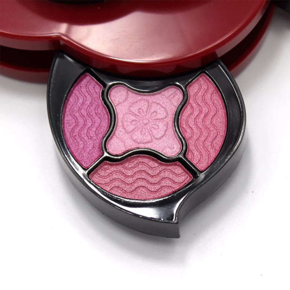 Miss Rose 1Pcs New Flower Design Small Multi Layer Rotating Makeup Eye Shadow Palette Blush Foundation Powder Makeup Kit