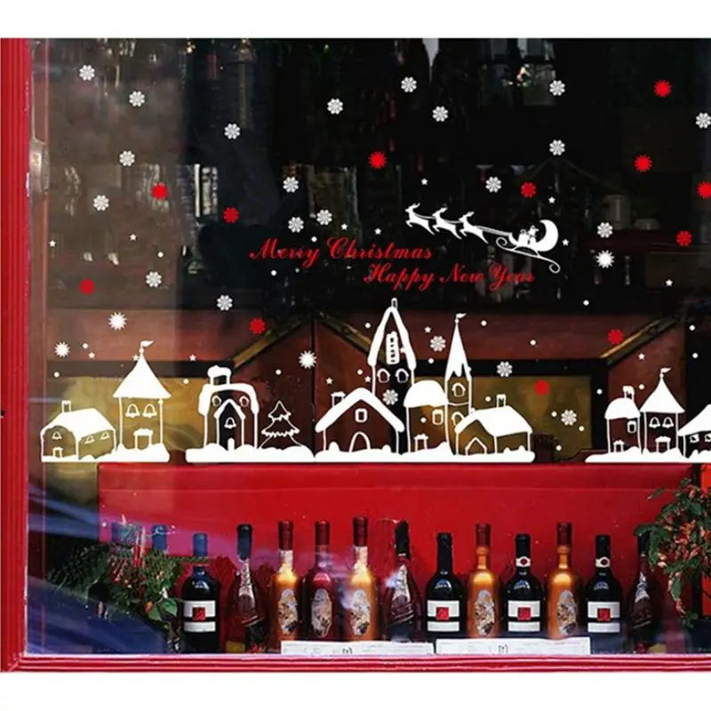 

Christmas Removable Ball Vinyl Home Window Stickers PVC Sticker Decor 60x90cm (White (Snow City))