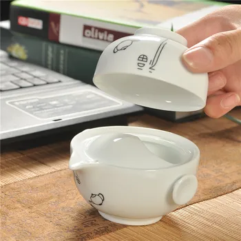 

New white ceramic teapot cup, 1 pcs pot 1 pcs cup Kung Fu tea set , personal office travel portable fast cups give a good gift
