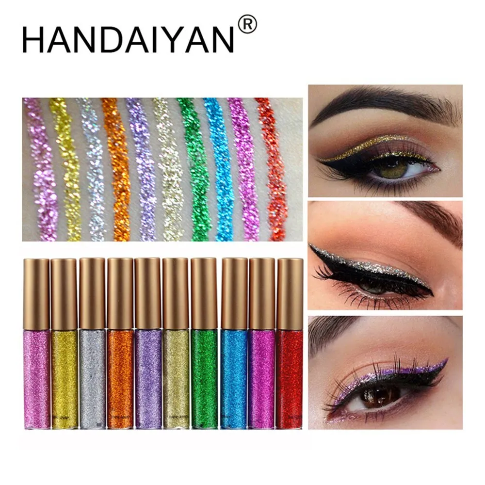 

HANDAIYAN Beauty Makeup Glitter Cosmetic Eyeliner Long Lasting Shimmer Eye Liner Women Beauty Eye Make Up Shinning Sequin