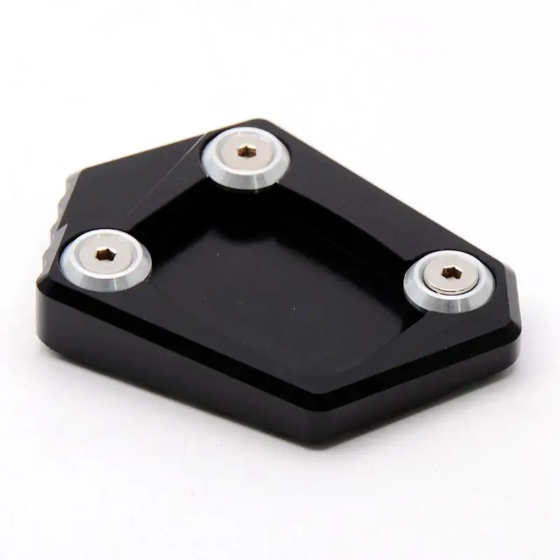 Black Motorcycle Kickstand Foot Side Stand Extension Pad Support Plate 