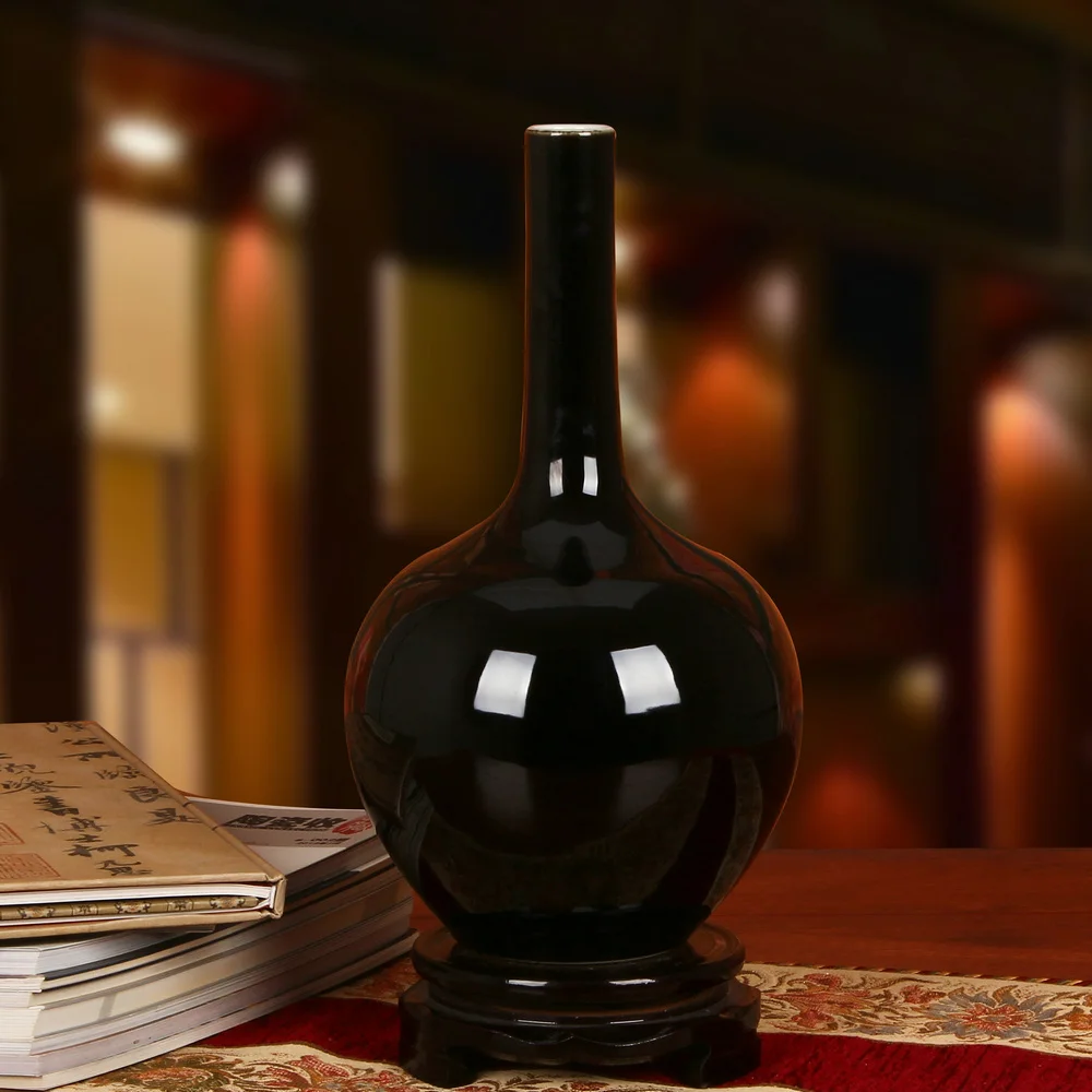 Jingdezhen антикварная ваза Цзиндэчжэнь черная фарфоровая Хрустальная глазурованная