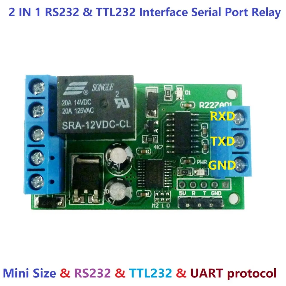 Релейная плата 2 в 1 mini DC 12 В RS232 и TTL232 ПК USB UART пульт дистанционного управления для