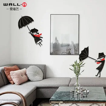 

Umbrellas couple American country Children's Room bedroom small fresh simple background wall 3 D Yakli wall sticke
