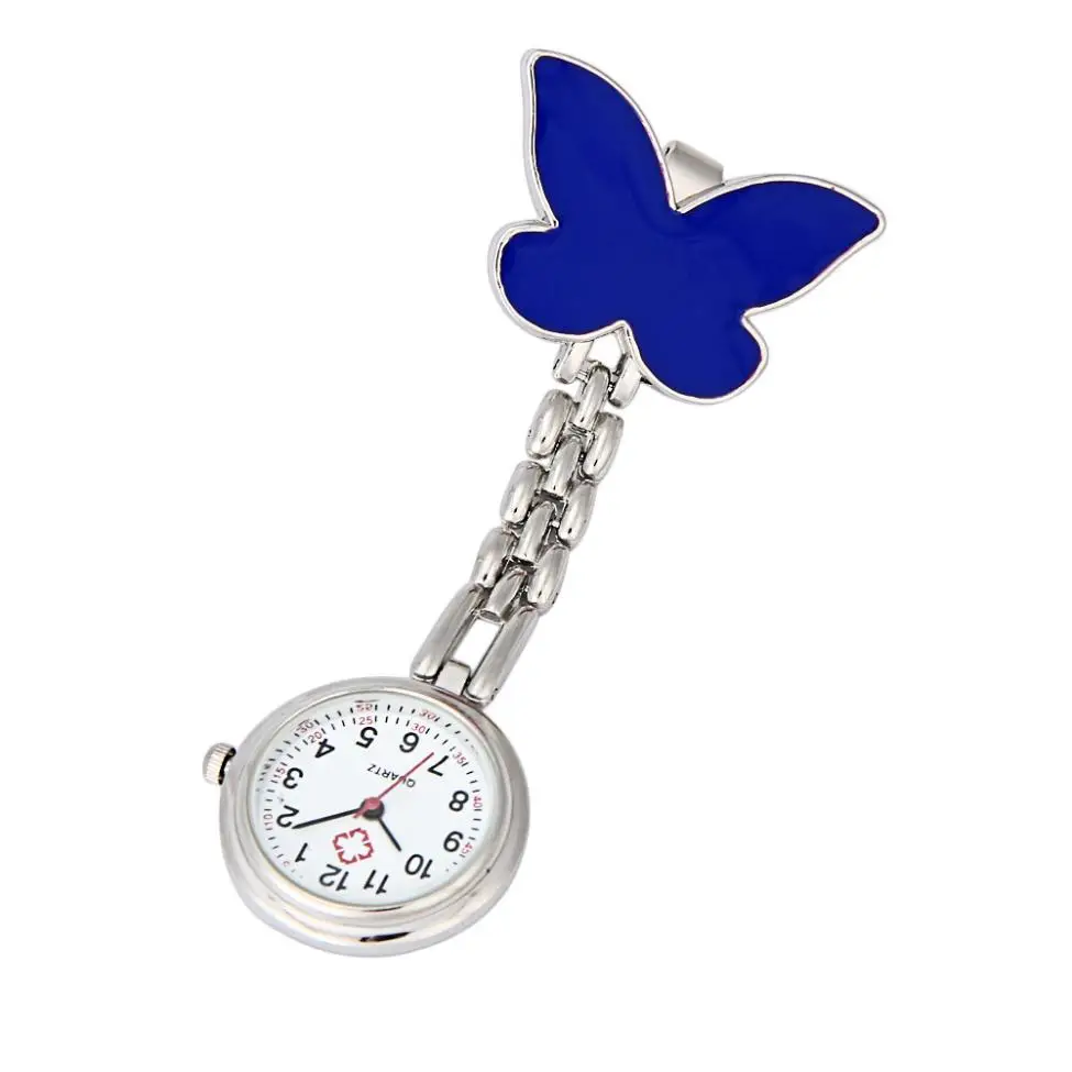 Клип-на Fob брошь подвеска висячие часы для женщин бабочка дизайн унисекс часы мода доктор медсестры карманные часы горячая распродажа