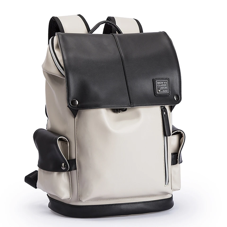 

PU Leather Backpack Men Laptop 15.6 Inch Backpacking Male Women Backpacks Student Waterproof Bagpack USB Charging Notebook Bags