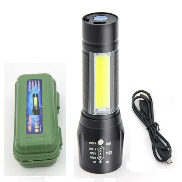 USB Charging Mini Portable LED Torch Aluminum Alloy Flashlight for Camping Emerg