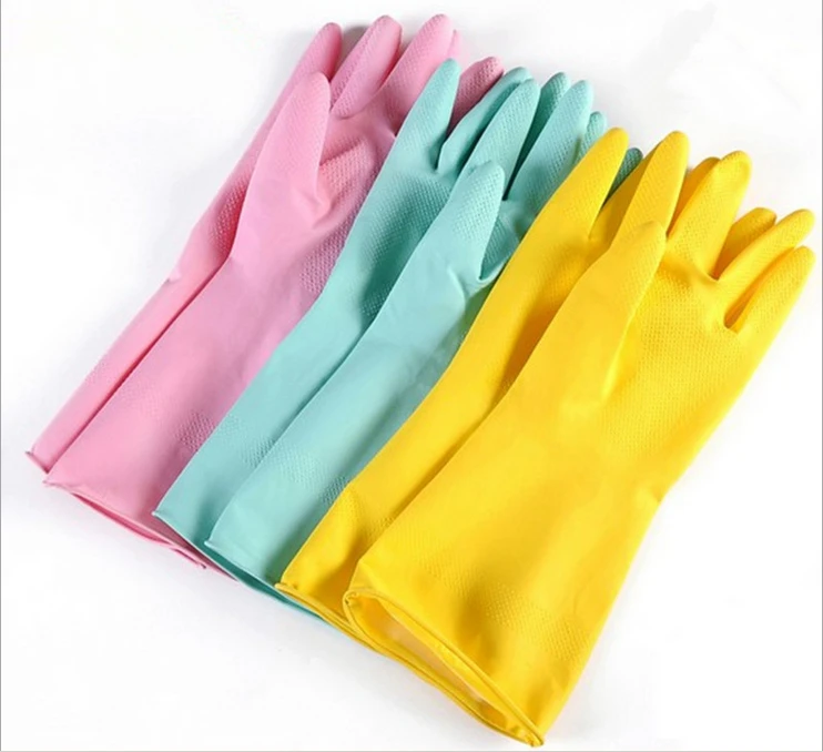 2 pairs Korean flocking rubber gloves household cleaning gloves laundry