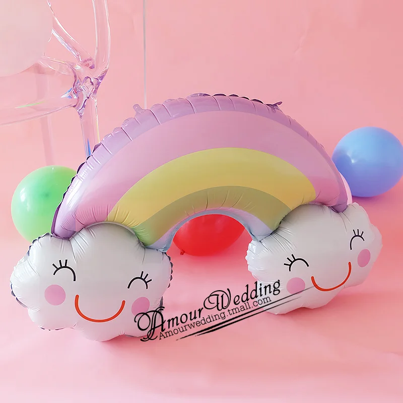 1 шт. воздушный шар из фольги с изображением радуги, смайлика, голубого облака, солнца, подарки для детей, игрушки для свадьбы, дня рождения, вечерние, декор для детского душа, globos