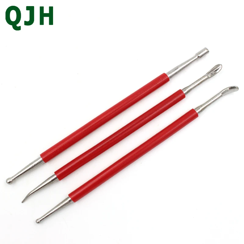 

3PCS DIY Handmade Leather Carving Indentation Pen Craft Tools,Stainless Steel Sculpture Special Tools For Clay Crimping Pen
