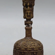 Xd 00543 " тибетская буддийская из бронзы Ваджра, Дордже Махакала Голова Статуя защиты колокол храма