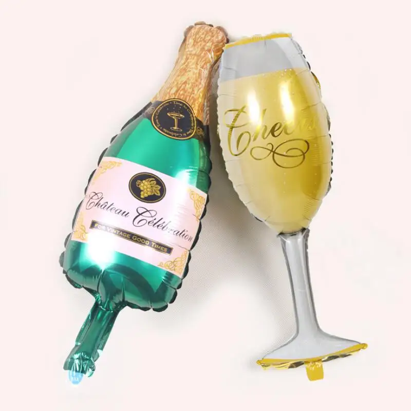 10 Pcs Wine Bottle Goblet Shape Aluminum Foil Balloons Champagne Glass