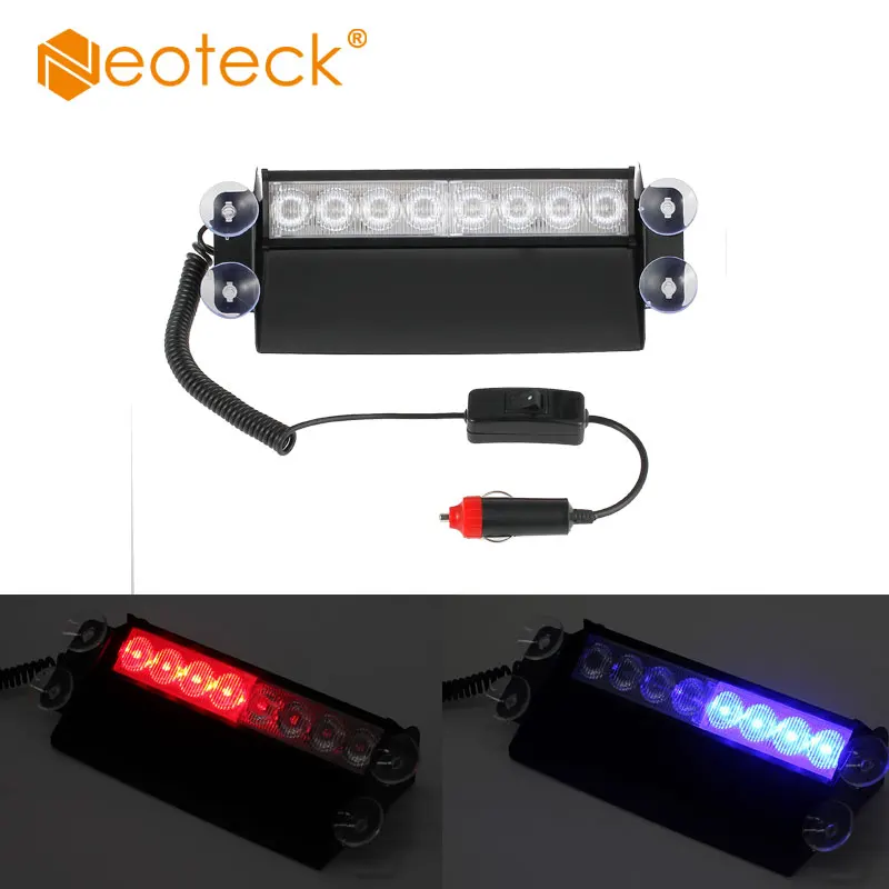 

Neoteck DC12V 8 LED Red Blue Strobe Flash Light Dash Emergency 3 Flashing Light 8W For Car Police Strobe Bulbs Warning Lamp