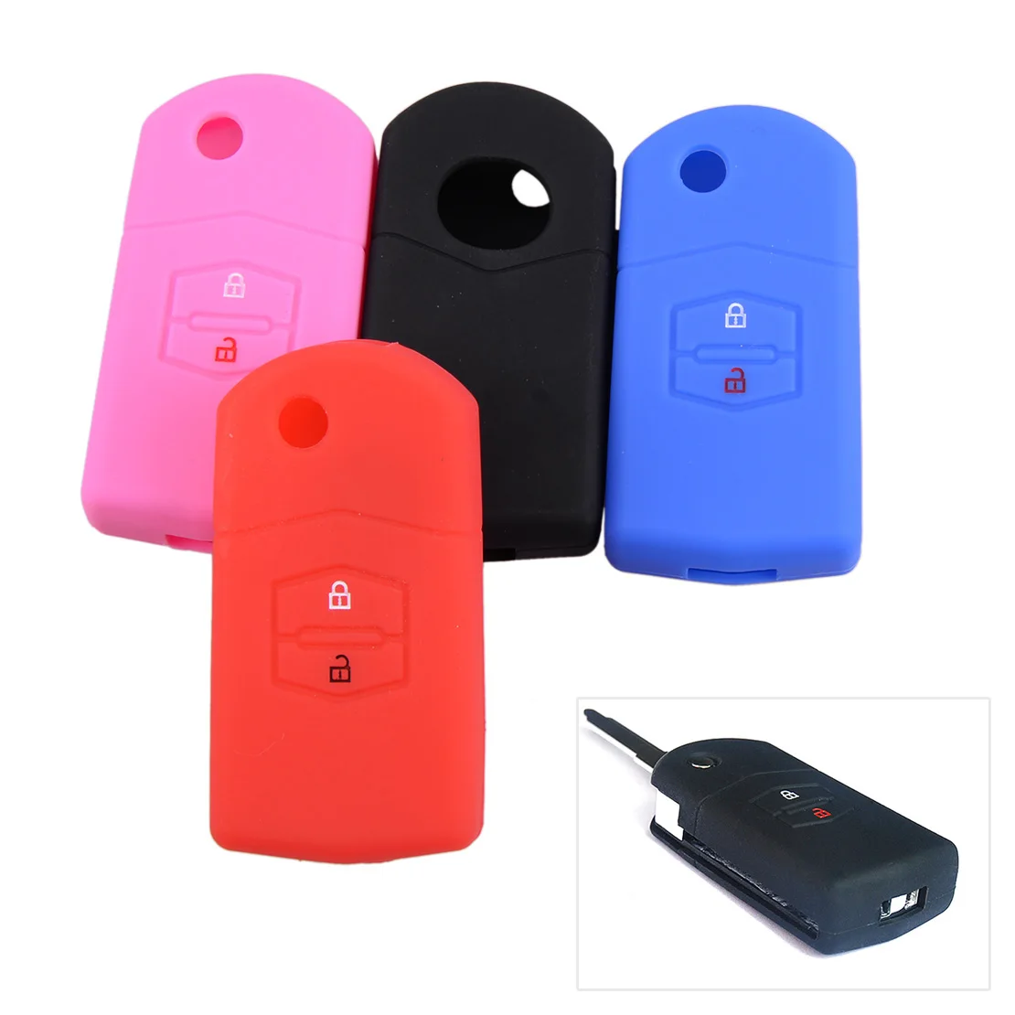 

CITALL Silicone 2 Buttons Remote Flip Key Cover Case Fob Fit for Mazda 2 3 5 6 CX7 RX8 MX5 MPV Demio