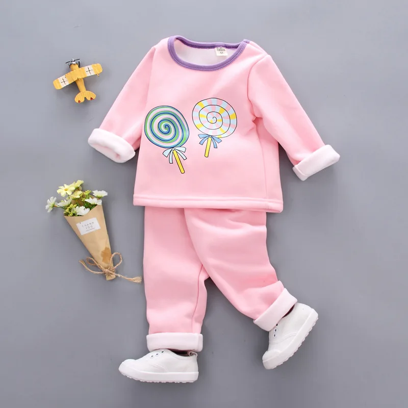 

2018 girls pajamas Set Cotton Children Pijama Suit Warm Underwear Thermal Clothes Thickened kids pyjamas winter boy clothing