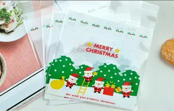

600Pcs/Lot Santa Claus Christmas Gifts Bags Self-adhesive Bake Cookies Biscuit Plastic Packaging Bags Kids Gifts For Decor Candy