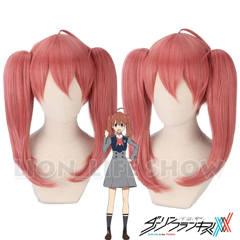 DARLING in the FRANXX CODE:390 MIKU orange Jacinth 2 Ponytails Long Straight Short Cosplay Full Wig | Тематическая одежда и