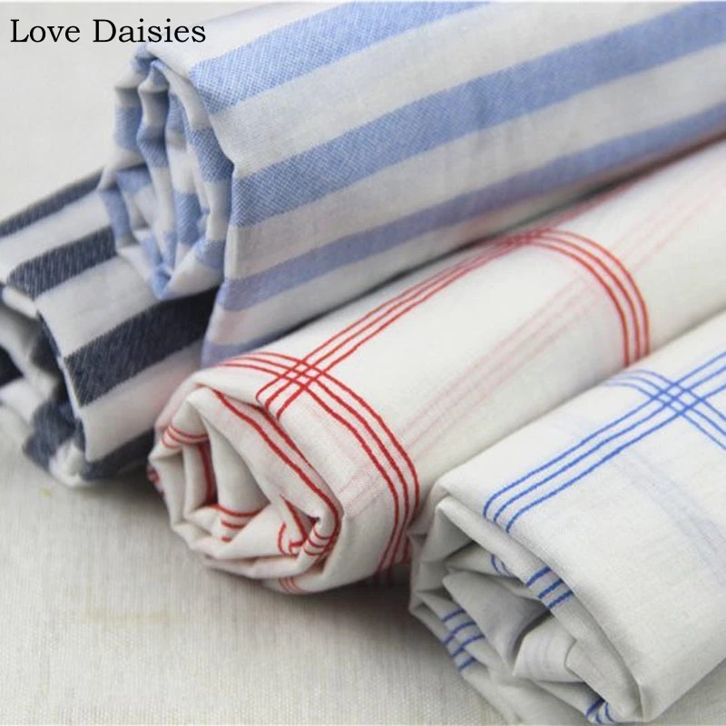 

100% Cotton High Counts RED BLUE Big Check Dark Light Blue stripe Printed Very Thin Fabric for Summer DIY Apparel Dress Shirt