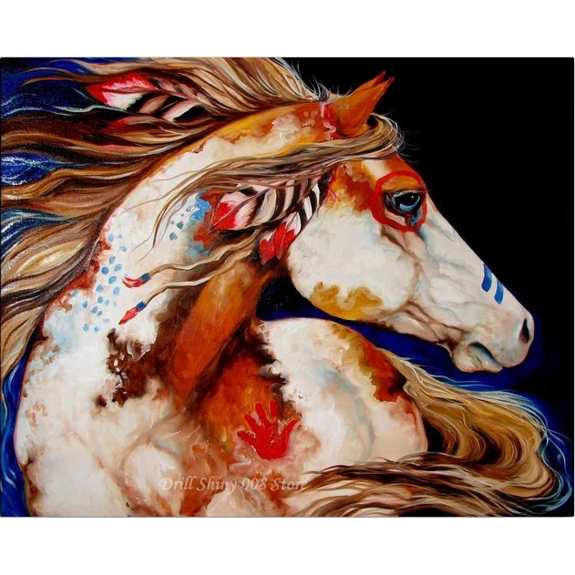 

5d diy Diamond Painting Animal Native Indian Horse Paint Symbols Diamond Embroidery Cross stitch Full drilling Home decor gifts