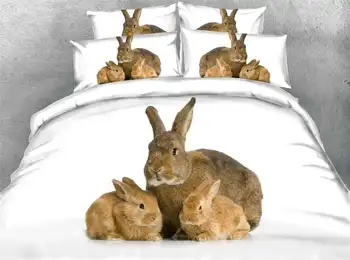 

3d rabbit printed bedding set for kids duvet cover bed linens twin full queen king cal king size Children's Girls bedroom decor