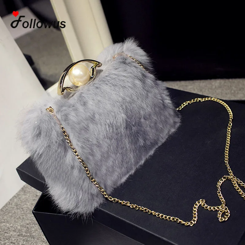Faux Fur Chain New Women Shoulder Bags Winter Fashion Party Flap