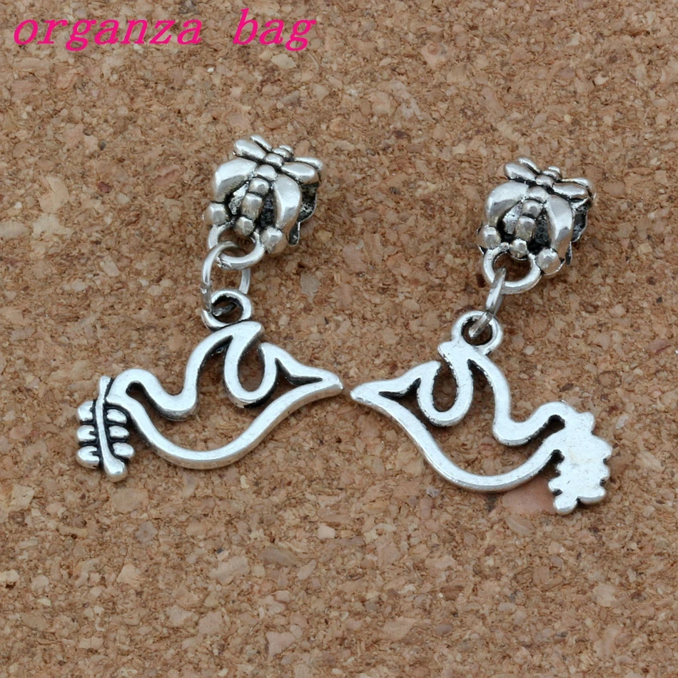 100Pcs Peace Dove Olives Charms Pendants 19x24mm Zinc Alloy Fashion Jewelry DIY Fit Bracelets Necklace Earrings A-259