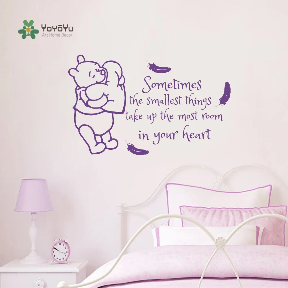 Kinder Zimmer Aufkleber Winnie Pooh Federn Zitate Vinyl Aufkleber Zitat Baby Kindergarten Decor
