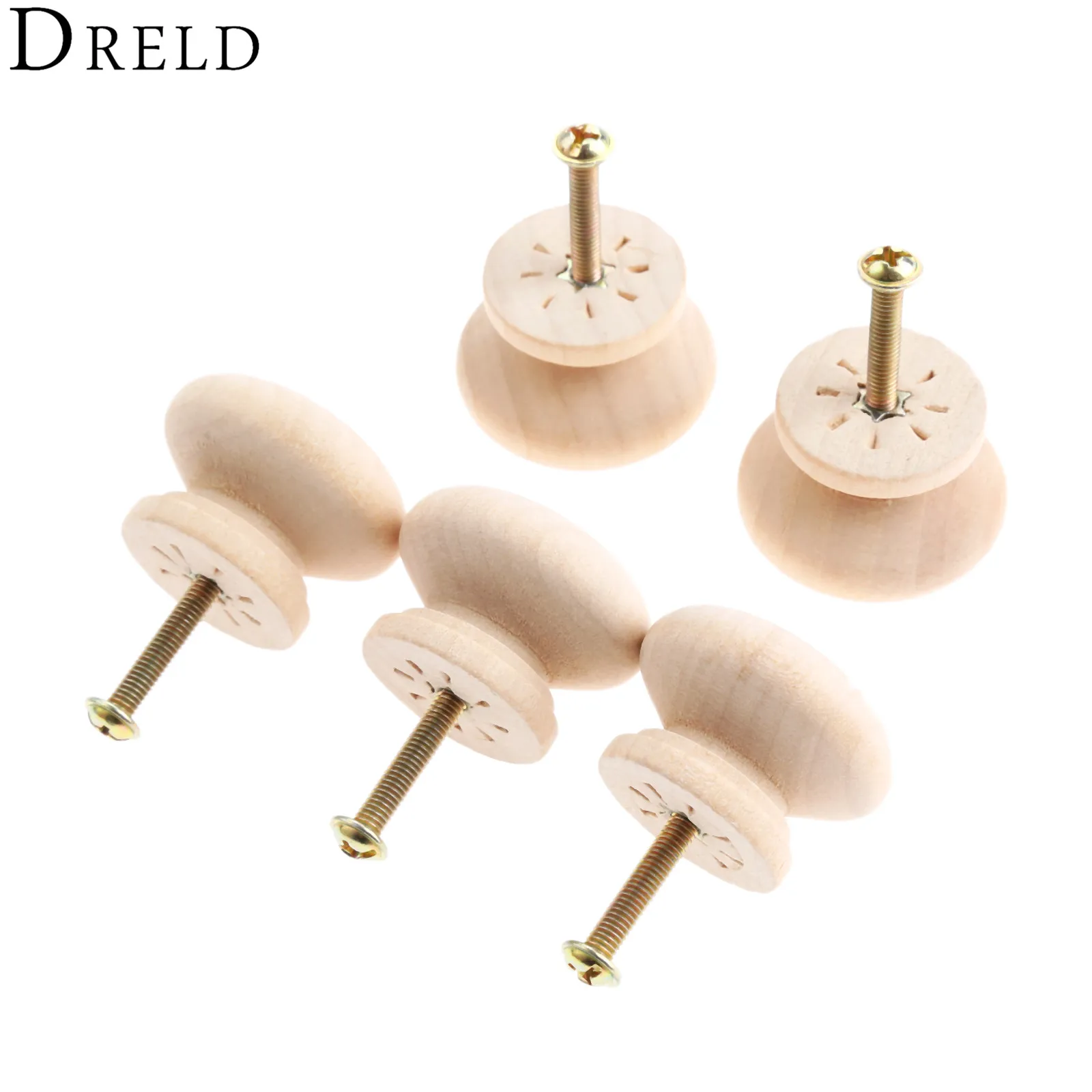 buy DRELD New 5Pcs Wooden Furniture Handles Furniture Hardware Wood Cabinet Knobs and Handles Kitchen Drawer Wardrobe Door Pulls