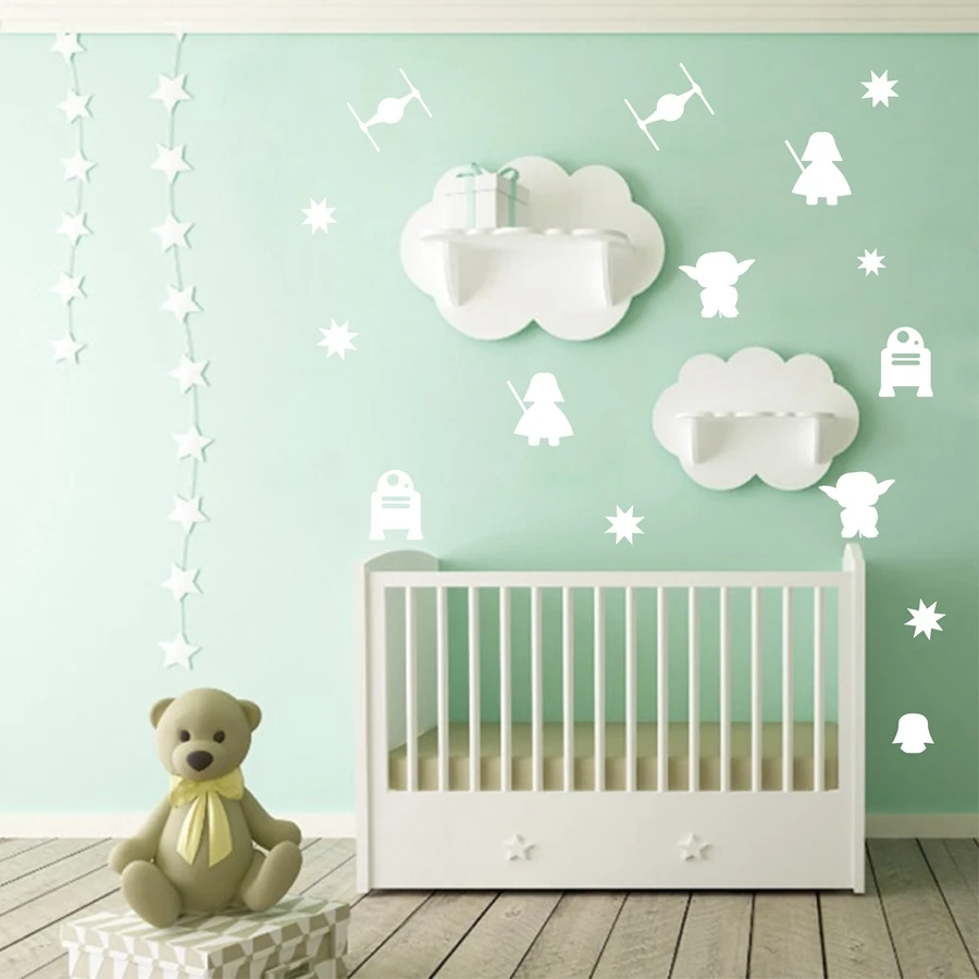 Cartoon-Star-Wars-Vinyl-Wall-Stickers-Death-Star-Darth-Vader-Robot-YODA-Mural-Art-Vinyl-Decal (2)