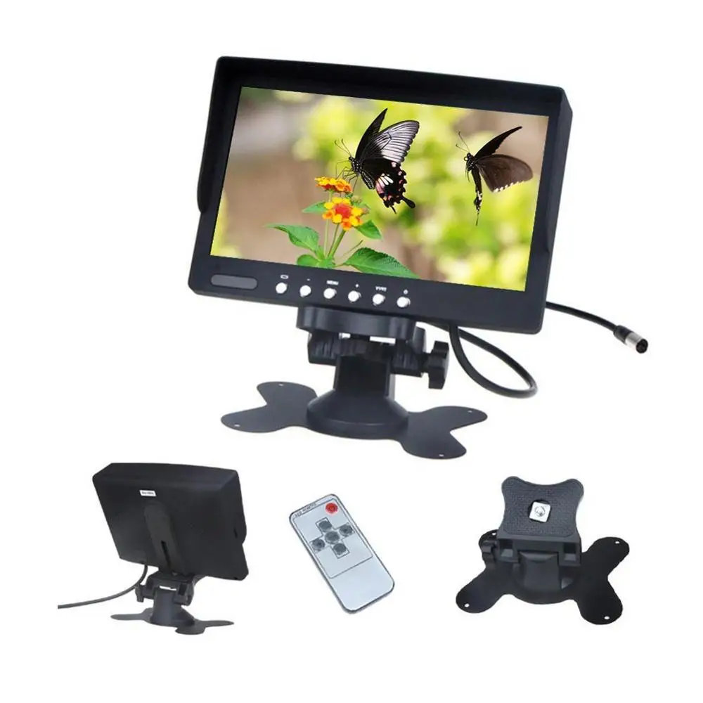 Car Monitor 7 Inch TFT LCD Screen Rotatable NTSC/PAL Video System IR