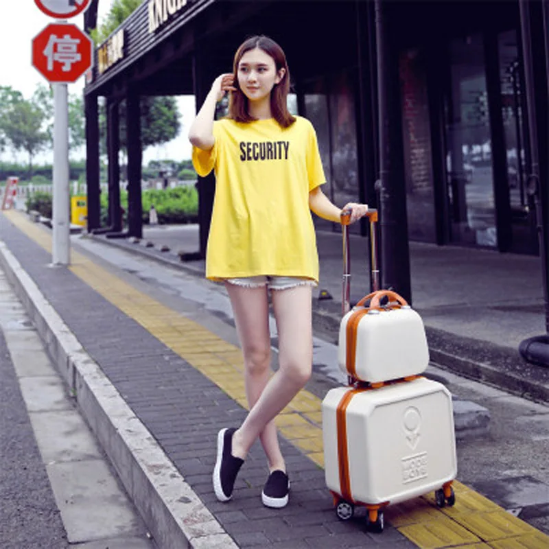 Personal password box luggage bag Korean version small fresh suitcase women's box 16 inch suitcase with 14 handbag travel bag