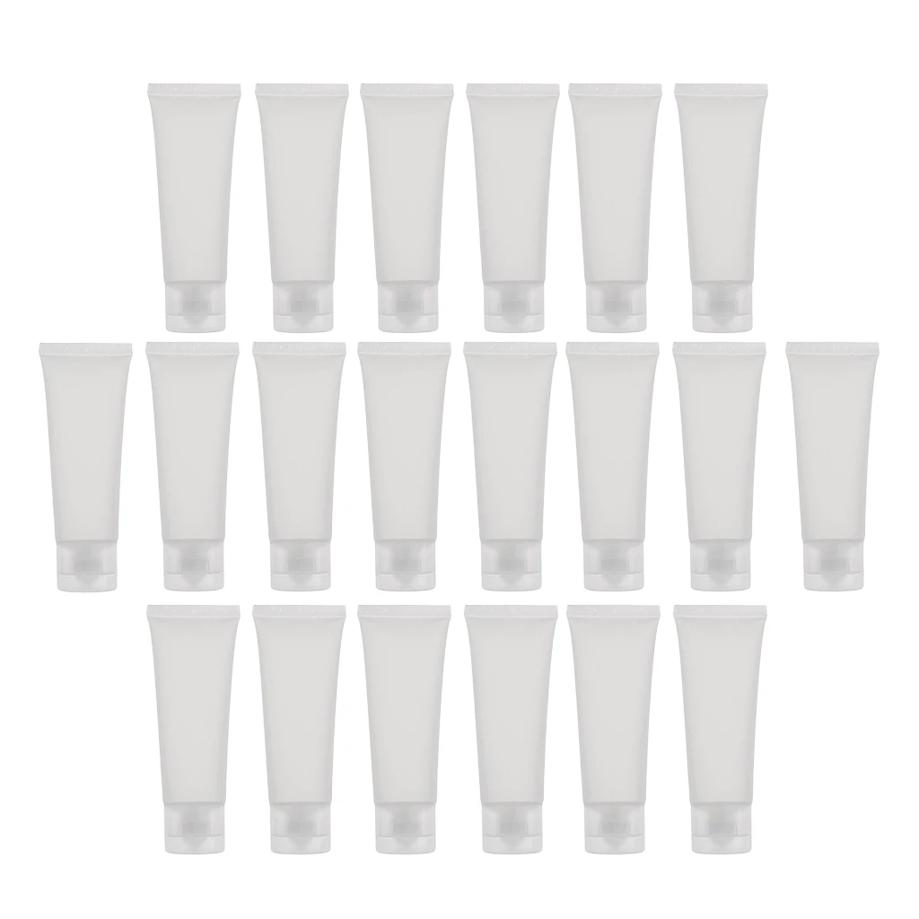 20Pcs Refillable Empty Plastic Squeezable Soft Tubes Bottles, Flip Cap Cosmetic Cream Lotion Shampoo Travel Containers
