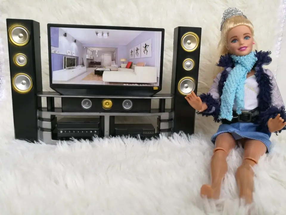 Мини Hi Fi для девочек набор ТВ и домашнего кинотеатра 1:6 кукольные аксессуары