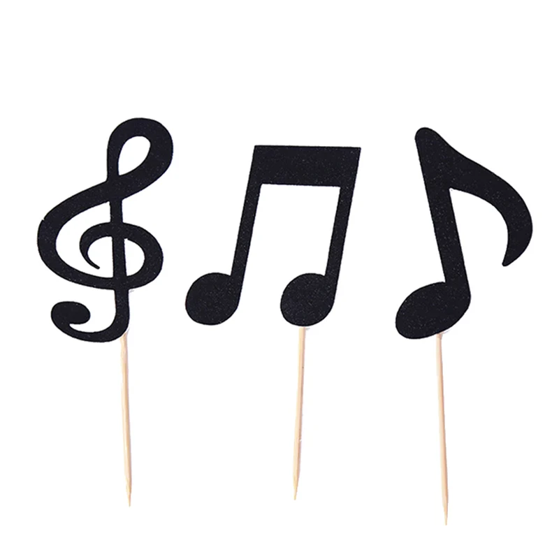30 Pcs Music Notes Themed Cupcake Topper Paper Cake Inserts Card