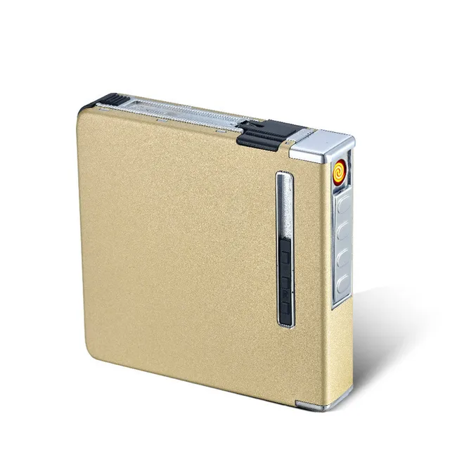 Portable 2 in 1 USB Electronic Charge Cigarette Case Box With Lighter