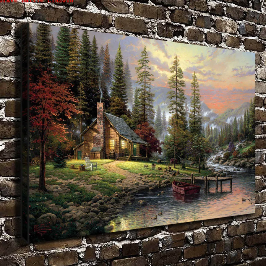 Thomas Kinkade A Peaceful Retreat Canvas Painting Print Living Room