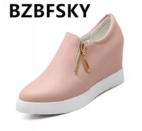 

Fashion Brand Spring Women High Wedge Casual Shoes Female 9CM Increased Height Shoes Woman Platform Loafers Canvas Single Shoes