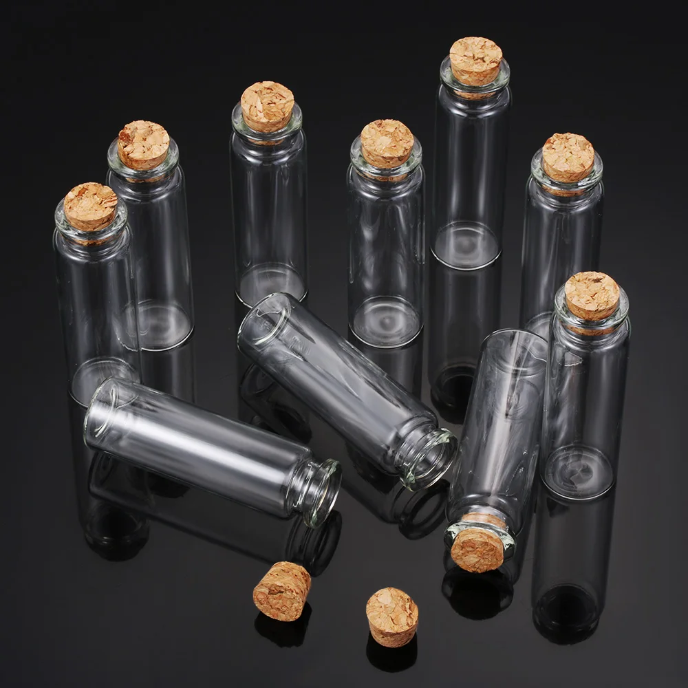 

10pcs 5/8/12/15ml Clear Vials Glass Bottle Blank Empty Wishing Message Bottles Transparent With Cork Stopper Tiny Small Decor