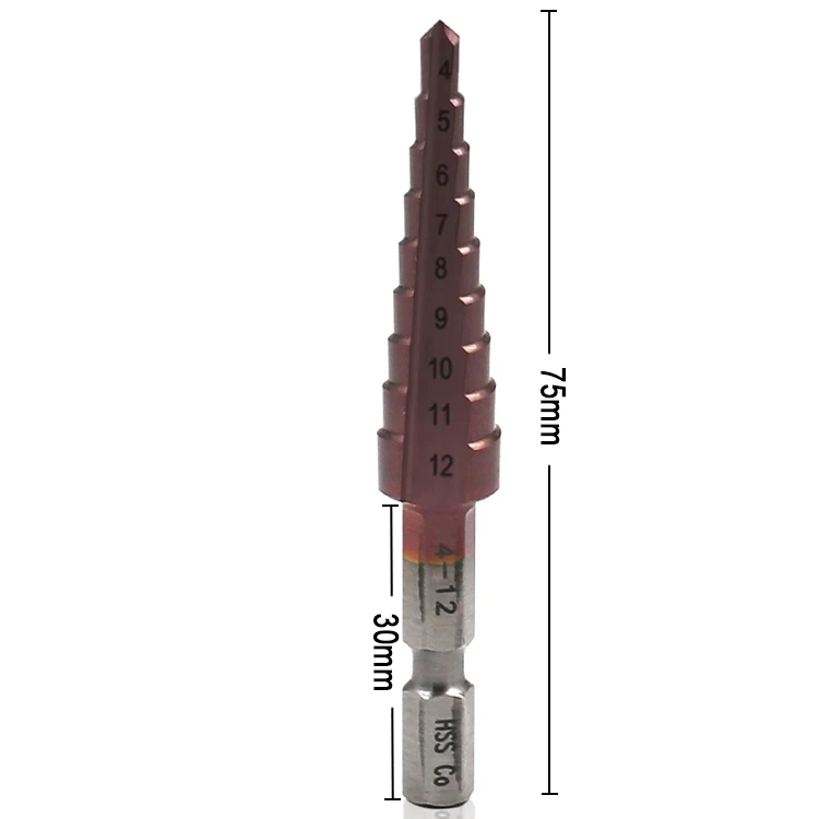 4-12 мм HSS Co M35 пагода кобальтовое покрытие ступенчатое сверло Деревообработка Дерево Металл сверло