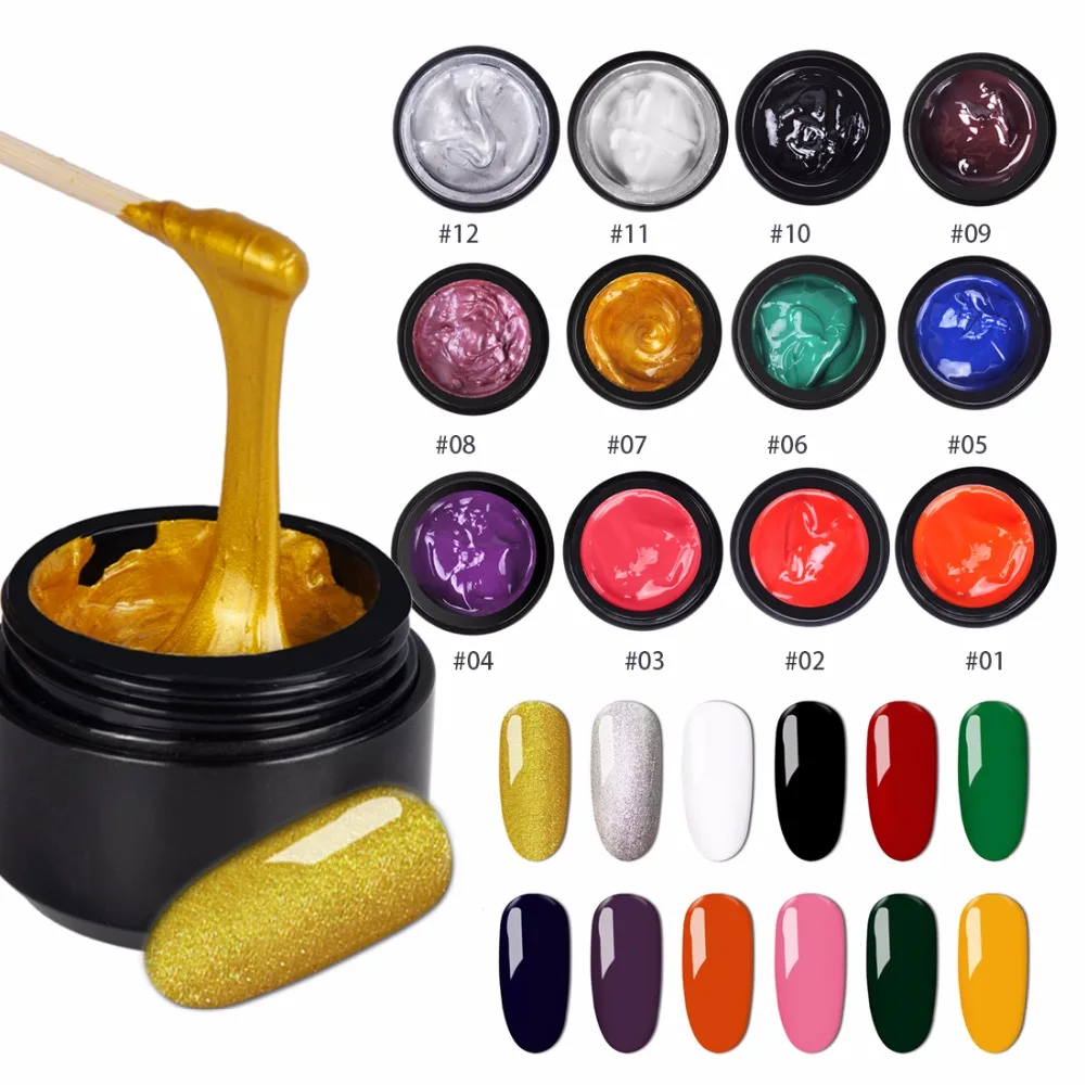 

Biutee 12 Colors/Set Nail Stamping Polish Gel Painting Gel For Nail Art Template Stamp LED UV Paint Gel Polish For Manicure