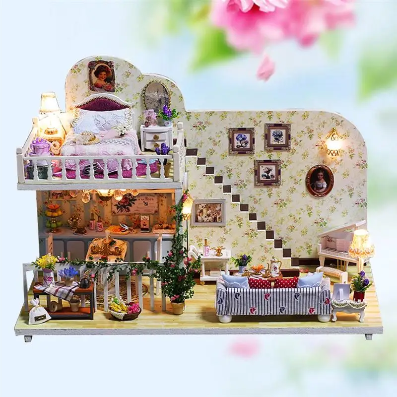 Миниатюрный набор для рукоделия, домашний набор, модель комнаты, модель ручной работы, деревянный дом, развивающая игрушка с мебелью для детей, играющий в подарок