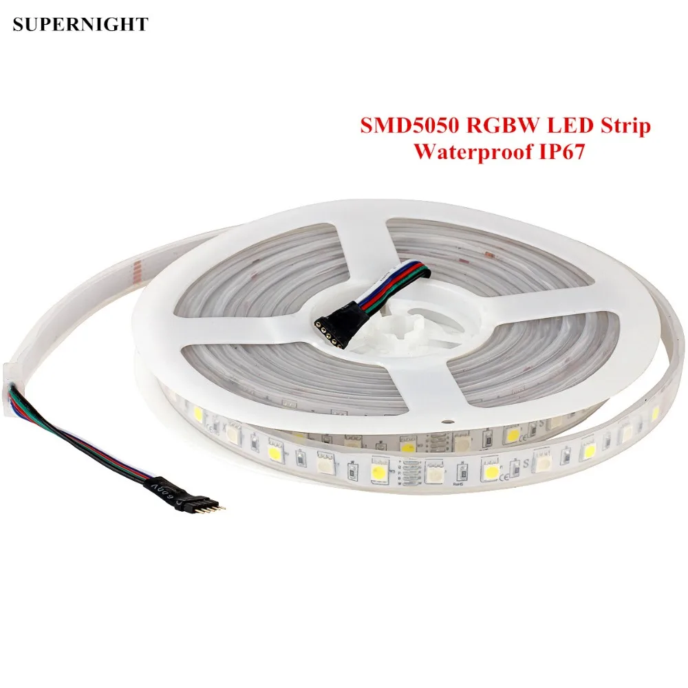 

SuperNight Waterproof IP67 RGBW LED Strip 5M SMD 5050 60LEDs/m DC 12V Outdoor Flexible Tape Light High Brightness LED Lamp Band
