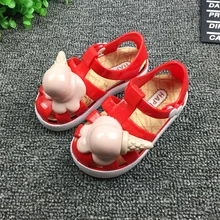 Mini Melissa 2017 Nouvelle D’été Rome Sandales Fille Sandales crème glacée Cône Sandales Fond Enfants D’été Mignon Princesse Chaussures