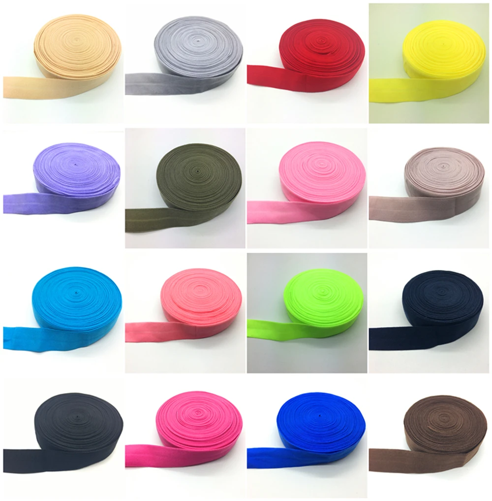 

5yards/lot 3/4" 20mm Elastic Ribbon Fold Over Elastic Spandex Satin Band Ties Hair Accessories Lace Trim