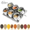 LMETJMA Magnetic Spice Jars with Spice Rack 304 Stainless Steel Spice Tins Spice Storage Jar Tins Pepper Seasoning Shakers Jars ► Photo 1/6