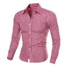 1 шт. бренд мужской моды Роскошные Топы Бизнес рубашка с длинным рукавом Блузка Тонкий лацкане для мужчин Fit плед Топы рубашка HX0410