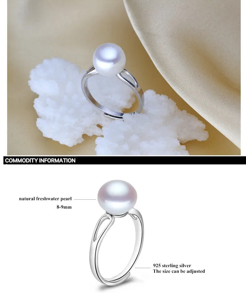 ZHBORUINI модное кольцо с жемчугом Ювелирные изделия из серебра овальные кольца с натуральным пресноводным жемчугом 925 пробы серебряные кольца для женщин подарок